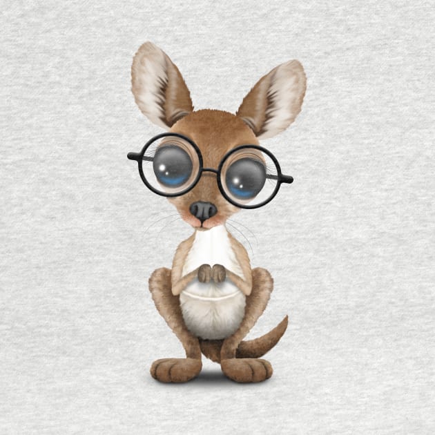 Cute Nerdy Kangaroo Wearing Glasses by jeffbartels